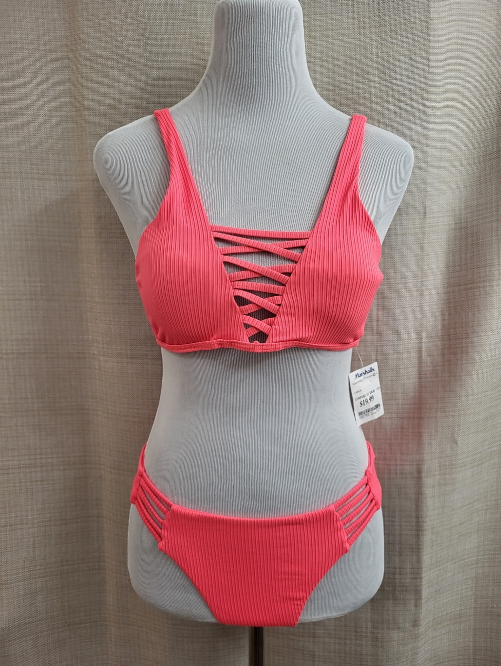 Tinibikini Women's Neon Orange 2 Piece Bikini Swimsuit Beach Summer Size XL NWT